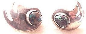 SAM KRAMER Sterling/Turquoise EYE Earrings - Modernist