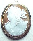 SHELL/14K CAMEO - BEAUTIFUL LARGE CARVING - HIGH-RELIEF