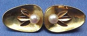 DECO "585" 2-COLOR GOLD/PEARLS PIN - GERMANY