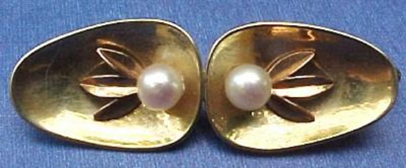 DECO &quot;585&quot; 2-COLOR GOLD/PEARLS PIN - GERMANY