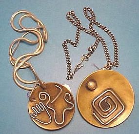 ED WIENER BRASS/SILVER 2 NECKLACES- MODERNIST