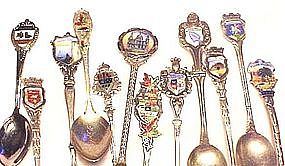 12 Enamel Sterling Souvenir Spoons