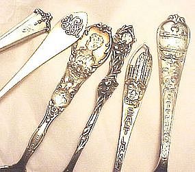 6 Sterling Souvenir Spoons-MEMPHIS, SALT LAKE CITY, etc