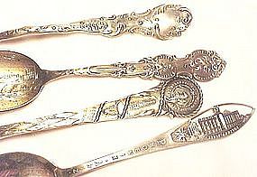 PHOENIX, PHILA, & SPOKANE Sterling Souvenir Spoons