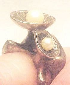Sterling Pearls Ring - Israel - Modernist