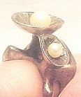 Sterling Pearls Ring - Israel - Modernist
