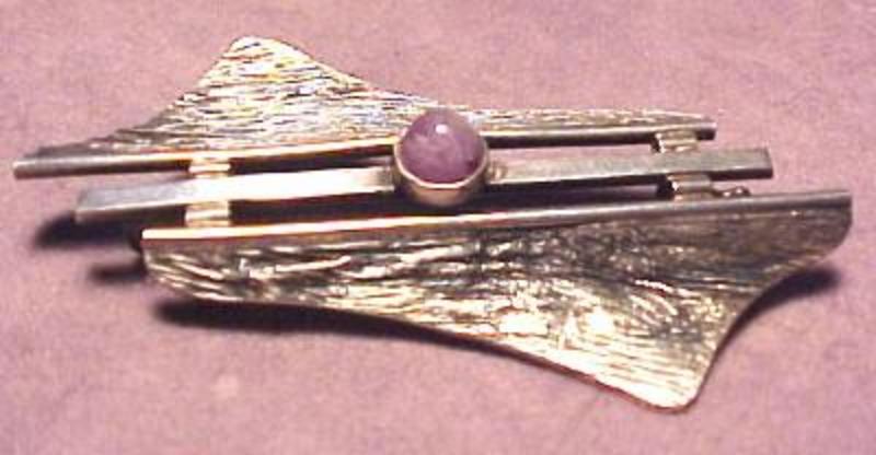 KASITYO Silver Amethyst Pin-FINLAND-1965-Mod