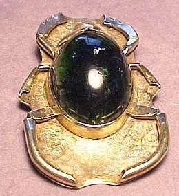 PERIDOT/STERLING SCARAB  PENDANT - HUGE!