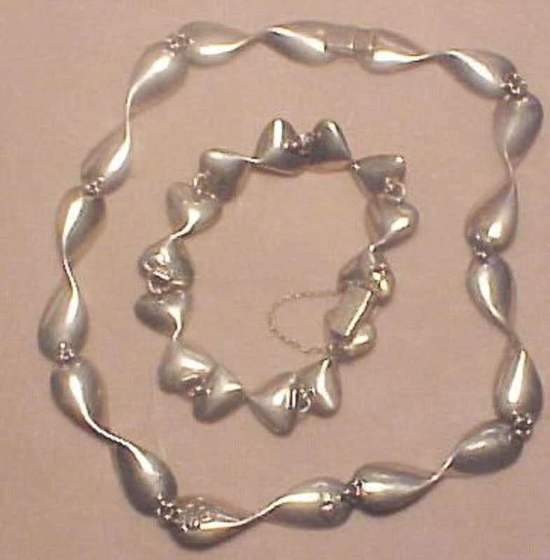 SIGI Sterling Set -Modernist Neck, Brace, Pin, Earrings
