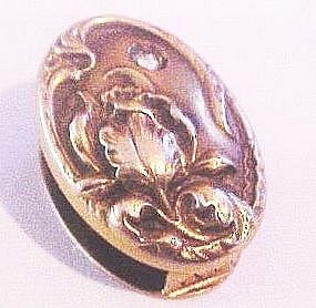 14K DIAMOND FLORAL ART NOUVEAU CLIP - c.1905