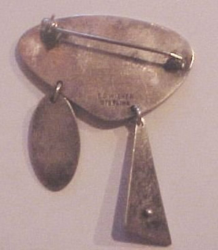 ED WIENER Sterling Jade Pin - c.1955