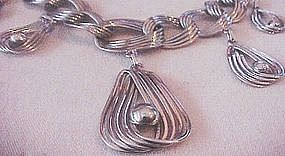 STERLING NECKLACE - ART DECO - C.1940'S - SIGNED