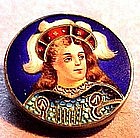 ENAMEL ON SILVER PORTRAIT PIN - ART-c.1880