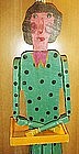 FOLK ART WOMAN - Painted Wood -  5' 8" TALL