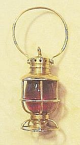 ROSE 14k/RED GLASS LANTERN-LARGE CHARM-40's