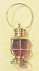 ROSE 14k/RED GLASS LANTERN-LARGE CHARM-40's