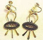 ED WIENER 14K/EBONY EARRINGS - 1955