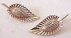 14K Rose Gold Period Retro LEAF Clip Earrings-c.1940's