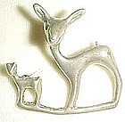 SILVER DECO DEER PIN - MEXICO - 1940's