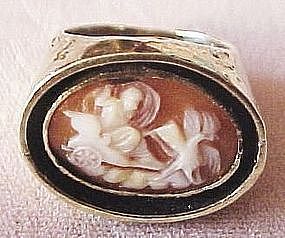 ED WIENER 14K SHELL CAMEO RING - MODERNIST