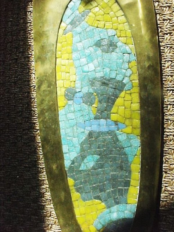 SALVADOR TERAN Mosaic Brass Two Profile Tray-Mexico