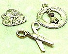 THREE 14K CHARMS W/MOVEABLE SCISSORS