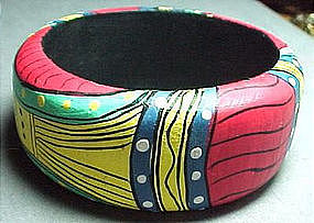 COLORFUL PAINTED WOOD BANGLE - INDONESIA