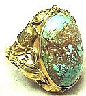 TURQUOISE/14K RING- ARTS&CRAFTS PERIOD-c.1910