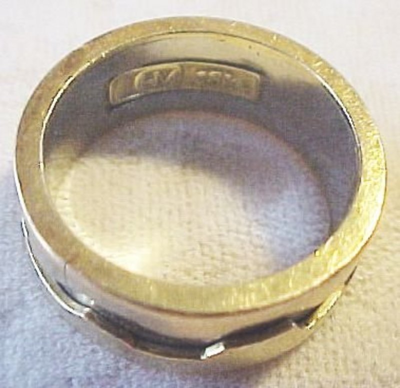 18K YELLOW &amp; WHITE GOLD BAND by HM - MODERNIST