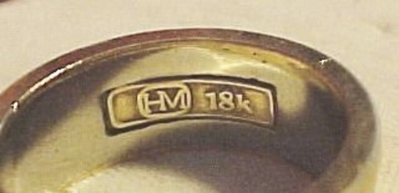 18K YELLOW &amp; WHITE GOLD BAND by HM - MODERNIST