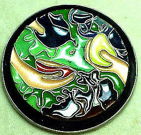 ENAMEL SILVER  PIN - MODERNIST- UNUSUAL