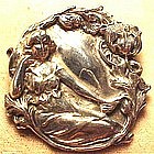 STERLING ART NOUVEAU WOMAN/FLOWERS PIN