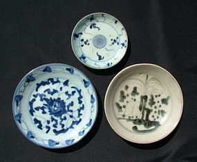 Three Qing Blue and White Saucer
