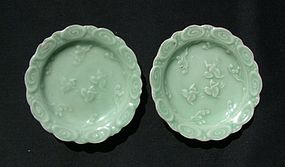 A Pair Celadon Qing Saucer