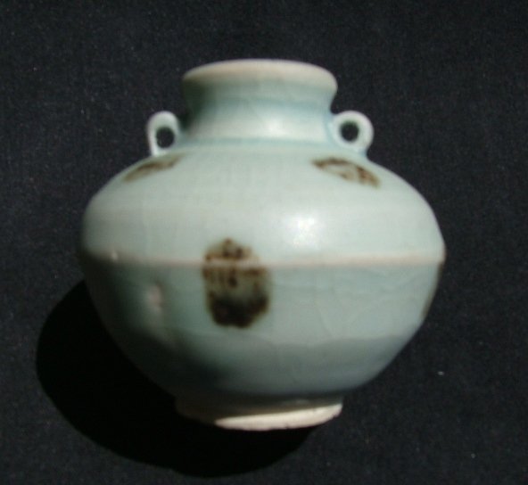 A Rare Song Spotted Qingbai Jar with Two Lugs