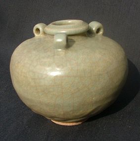 A Large Longquan Celadon Jar with Three Lugs