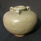 A Large Longquan Celadon Jar with Three Lugs