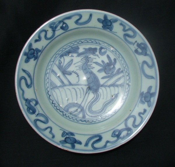 A Fine Ming Wanli - Blue and White Plate w/ Phoenix #1