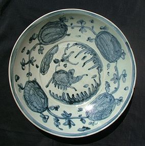 A Huge Blue and White Ming Swatow Charger with Elephant