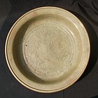 A Large Ming Longquan Celadon Carved Charger (30 cm)