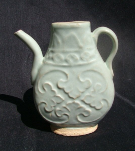 Yuan Qingbai Carved Ewer