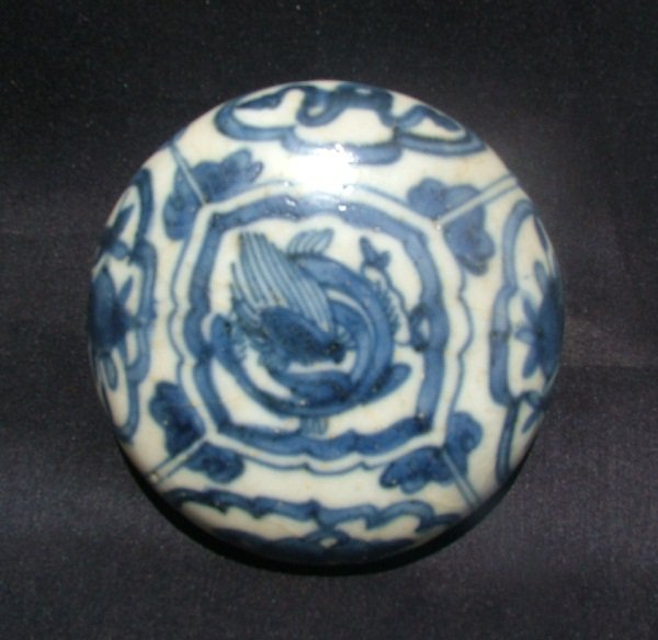 A Ming Blue and White Covered Box with Chilong