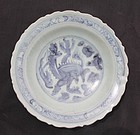 Ming Blue and White Dish With Qilin