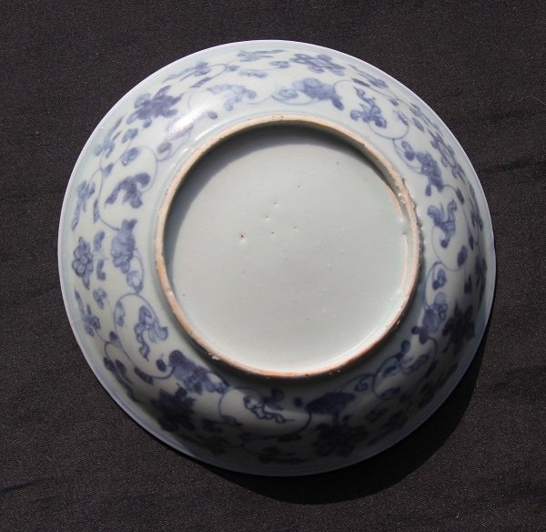 Ming Blue and White Dish with Floral Scene