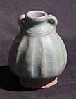 A Good Sawankhalok Blue green Celadon Small Vase