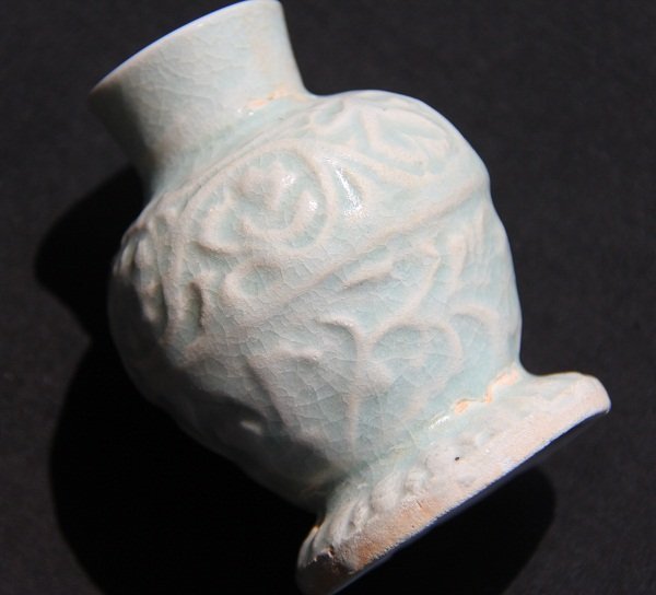 Yuan Qingbai Small Vase with Flower Carved Decoration