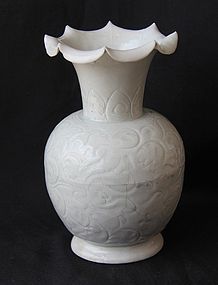 Song Qingbai Vase with Incised and Moulded Dec