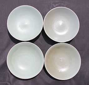 Perfect  4 Song Celadon Lotus Dishes