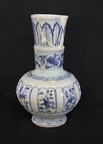 Rare and Large Yuan Blue and White Lobed Vase (H 19 cm)