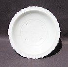 A GOOD SONG WHITE GLAZE QINGBAI FOLIATED DISH